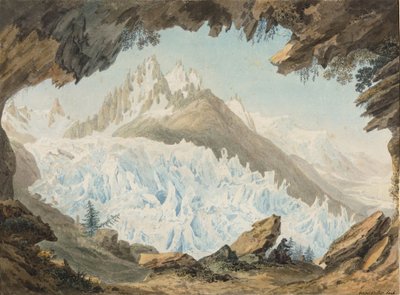 Artist Drawing from the Vault Named the Hat, the Glacier des Bois and the Aiguilles du Charmoz by Jean Antoine Linck